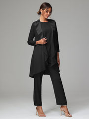 3 Pieces Chiffon Elegant Mother Of The Bride Dress Pants Suits