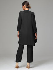 3 Pieces Chiffon Elegant Mother Of The Bride Dress Pants Suits