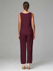 3 Pieces Chiffon Elegant Mother Of The Bride Dress Pants Suits