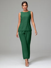 3 Pieces Chiffon Elegant Mother Of The Bride Dress Pants Suits