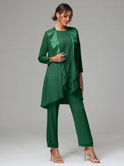 3 Pieces Chiffon Elegant Mother Of The Bride Dress Pants Suits