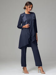 3 Pieces Chiffon Elegant Mother Of The Bride Dress Pants Suits