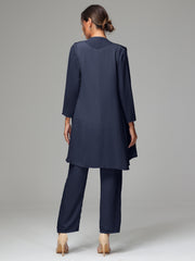 3 Pieces Chiffon Elegant Mother Of The Bride Dress Pants Suits