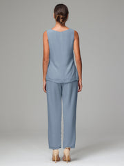 3 Pieces Chiffon Elegant Mother Of The Bride Dress Pants Suits