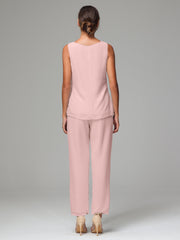 3 Pieces Chiffon Elegant Mother Of The Bride Dress Pants Suits