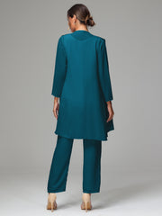 3 Pieces Chiffon Elegant Mother Of The Bride Dress Pants Suits
