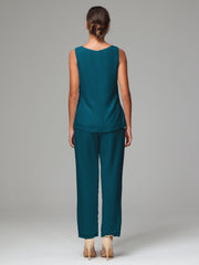 3 Pieces Chiffon Elegant Mother Of The Bride Dress Pants Suits