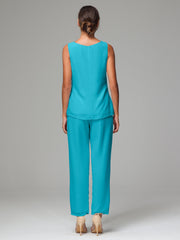 3 Pieces Chiffon Elegant Mother Of The Bride Dress Pants Suits