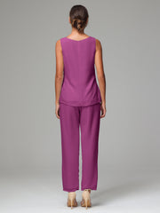 3 Pieces Chiffon Elegant Mother Of The Bride Dress Pants Suits
