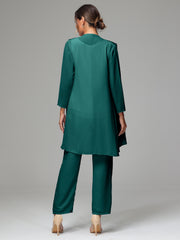 3 Pieces Chiffon Elegant Mother Of The Bride Dress Pants Suits