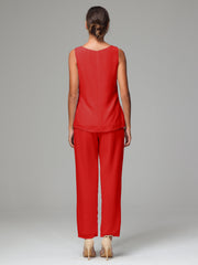 3 Pieces Chiffon Elegant Mother Of The Bride Dress Pants Suits