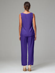 3 Pieces Chiffon Elegant Mother Of The Bride Dress Pants Suits