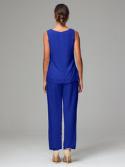 3 Pieces Chiffon Elegant Mother Of The Bride Dress Pants Suits