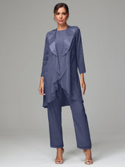 3 Pieces Chiffon Elegant Mother Of The Bride Dress Pants Suits