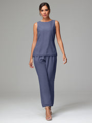 3 Pieces Chiffon Elegant Mother Of The Bride Dress Pants Suits
