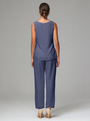 3 Pieces Chiffon Elegant Mother Of The Bride Dress Pants Suits