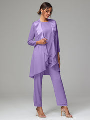 3 Pieces Chiffon Elegant Mother Of The Bride Dress Pants Suits