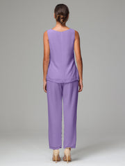3 Pieces Chiffon Elegant Mother Of The Bride Dress Pants Suits