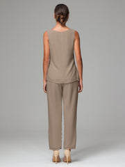 3 Pieces Chiffon Elegant Mother Of The Bride Dress Pants Suits