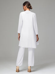 3 Pieces Chiffon Elegant Mother Of The Bride Dress Pants Suits