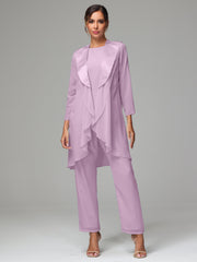 3 Pieces Chiffon Elegant Mother Of The Bride Dress Pants Suits