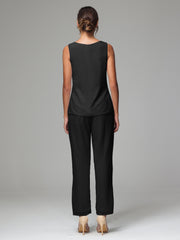 3 Pieces Chiffon Fancy Mother Of The Bride Dress Pants Suits