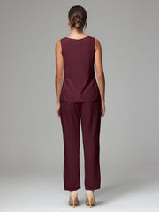 3 Pieces Chiffon Fancy Mother Of The Bride Dress Pants Suits