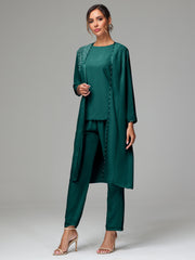 3 Pieces Chiffon Fancy Mother Of The Bride Dress Pants Suits