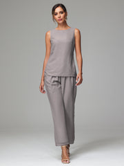 3 Pieces Chiffon Fancy Mother Of The Bride Dress Pants Suits