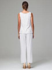 3 Pieces Chiffon Lace Long Sleeves Mother Of The Bride Dress Pants Suits