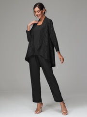 3 Pieces Delicate Chiffon Lace Mother of Bride Dress Pant Suits