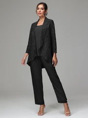3 Pieces Delicate Chiffon Lace Mother of Bride Dress Pant Suits