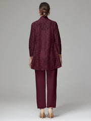 3 Pieces Delicate Chiffon Lace Mother of Bride Dress Pant Suits