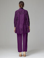 3 Pieces Delicate Chiffon Lace Mother of Bride Dress Pant Suits