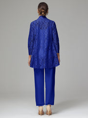 3 Pieces Delicate Chiffon Lace Mother of Bride Dress Pant Suits