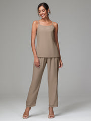 3 Pieces Delicate Chiffon Lace Mother of Bride Dress Pant Suits