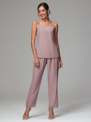 3 Pieces Delicate Chiffon Lace Mother of Bride Dress Pant Suits