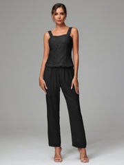 3 Pieces Long Sleeves Chiffon Lace Mother Of The Bride Dress Pants Suits