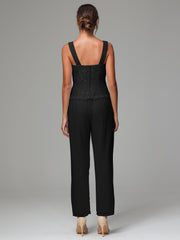 3 Pieces Long Sleeves Chiffon Lace Mother Of The Bride Dress Pants Suits