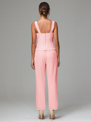 3 Pieces Long Sleeves Chiffon Lace Mother Of The Bride Dress Pants Suits