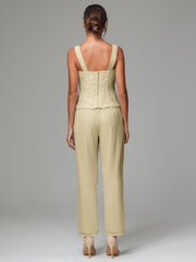 3 Pieces Long Sleeves Chiffon Lace Mother Of The Bride Dress Pants Suits