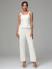 3 Pieces Long Sleeves Chiffon Lace Mother Of The Bride Dress Pants Suits