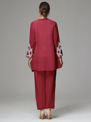 3 Pieces Long Sleeves Chiffon Lace Mother Of The Bride Dress Pants Suits with Silver Sequins
