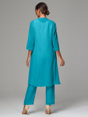 3 Pieces Long Sleeves Chiffon Mother Of The Bride Dress Pants Suits