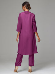 3 Pieces Long Sleeves Chiffon Mother Of The Bride Dress Pants Suits