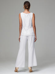 3 Pieces Long Sleeves Chiffon Lace Mother Of The Bride Dress Pants Suits