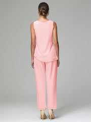 3 Pieces Long Sleeves Chiffon Mother Of The Bride Dress Pants Suits