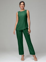 3 Pieces Long Sleeves Chiffon Mother Of The Bride Dress Pants Suits