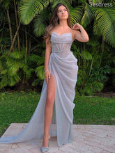 Sexy See Through Side Slit Spaghetti Strap A-line Long Evening Dress,Prom Dress