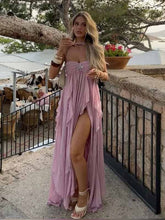 Elegant Pink Strapless Side Slit A-line Long Evening Dress,Prom Dress